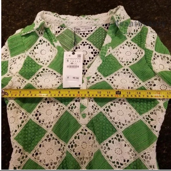 Zara green and off white crochet top - Picture 6 of 6